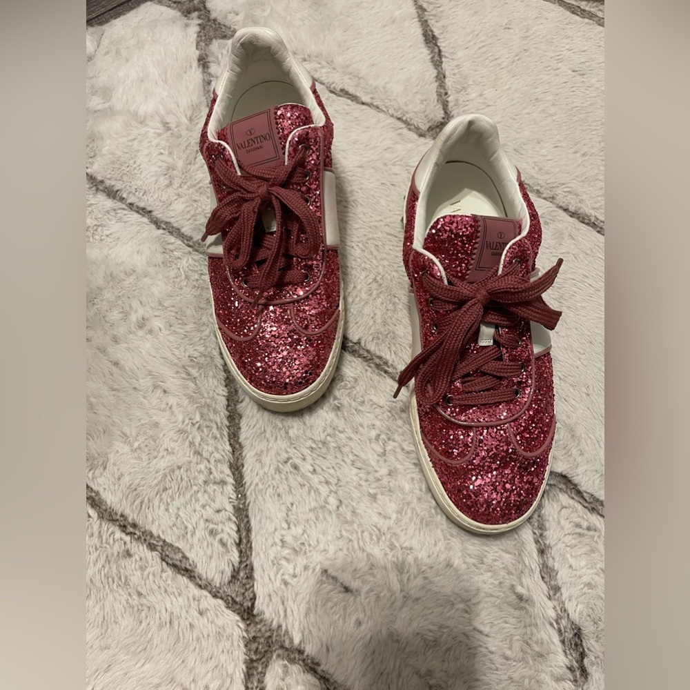 Valentino Garavani pink glitter sneakers size 36